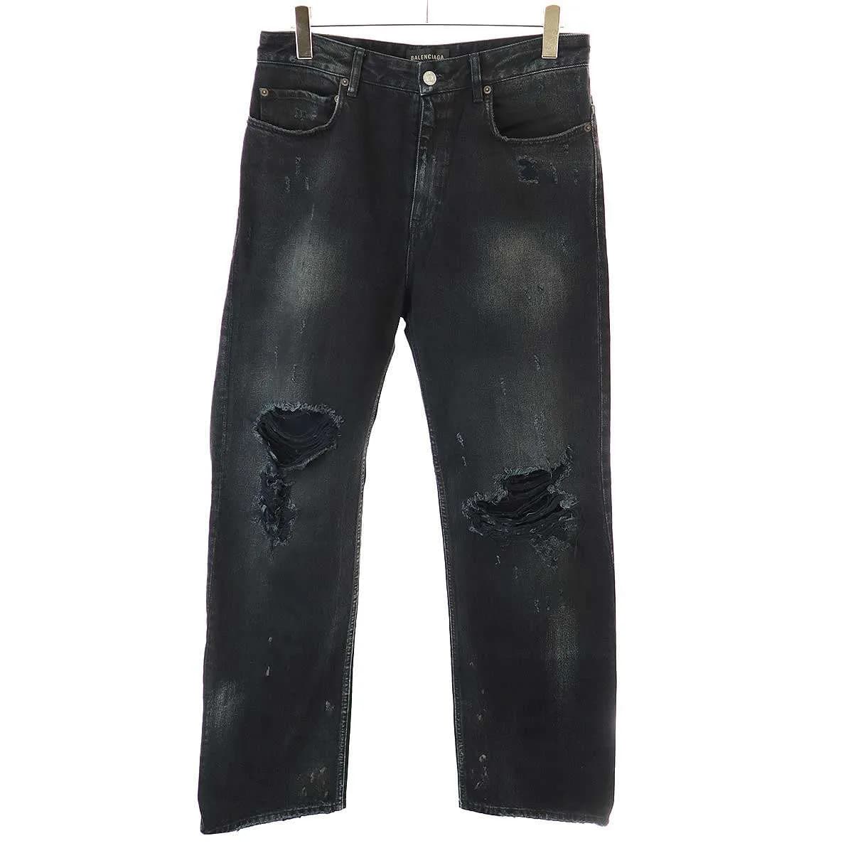BALENCIAGA バレンシアガ 23SS Destroyed Knee Baggy Jeans デストロイバギーデニムパンツ