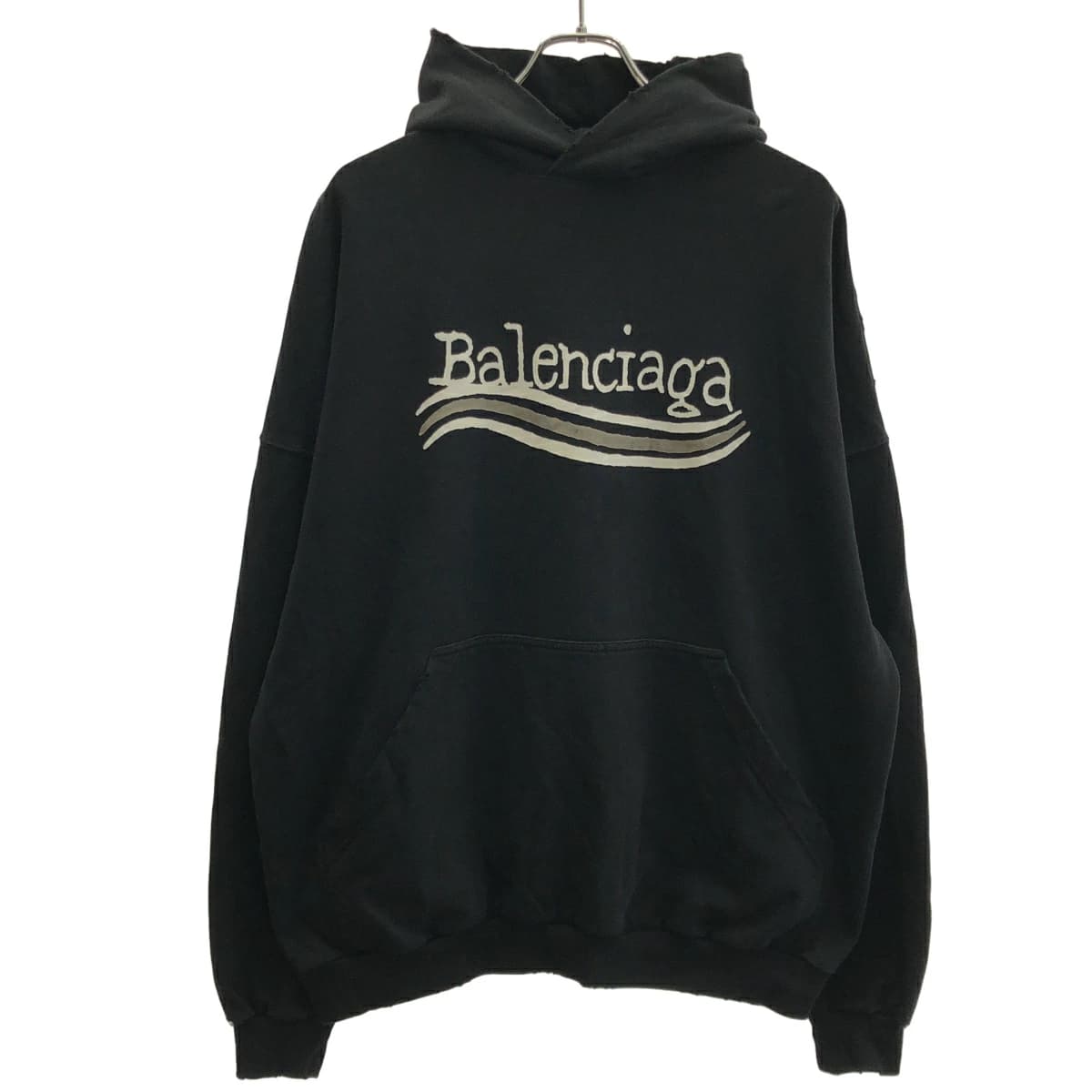 BALENCIAGA バレンシアガ キャンペーンロゴ オーバーサイズダメージパーカー 739024 TNVE9