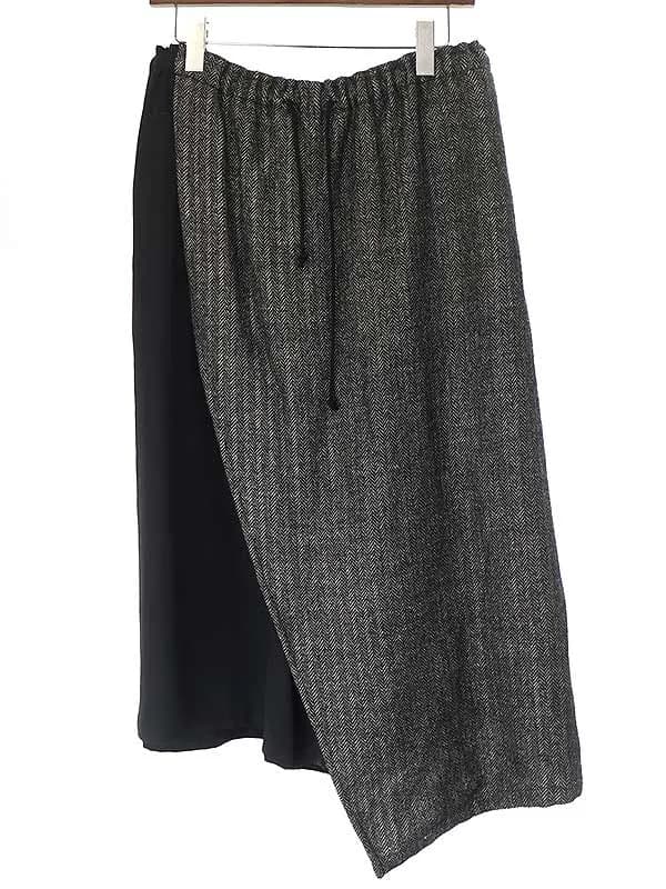 Yohji Yamamoto ビー ヨウジヤマモト 19AW ウールギャバジンツイードコンビラップパンツ