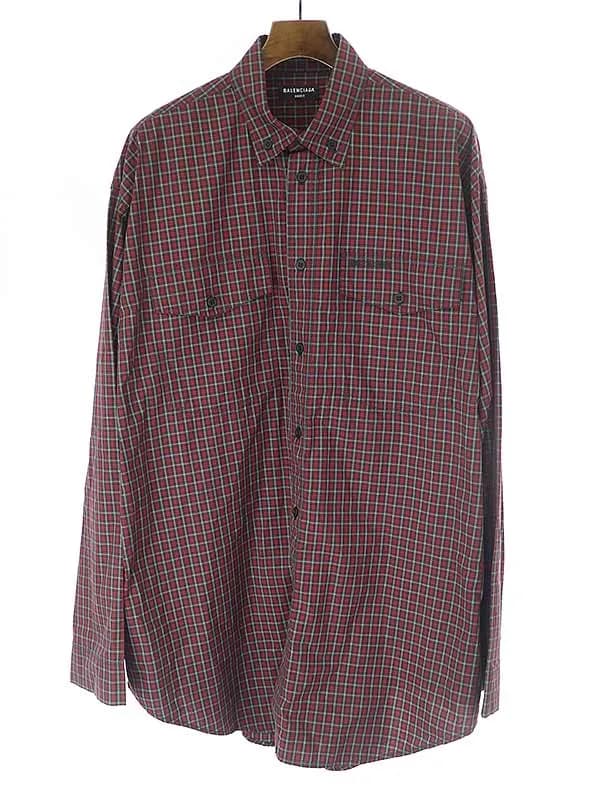 BALENCIAGA バレンシアガ 21SS オーバーサイズ ボタンダウンチェックシャツ