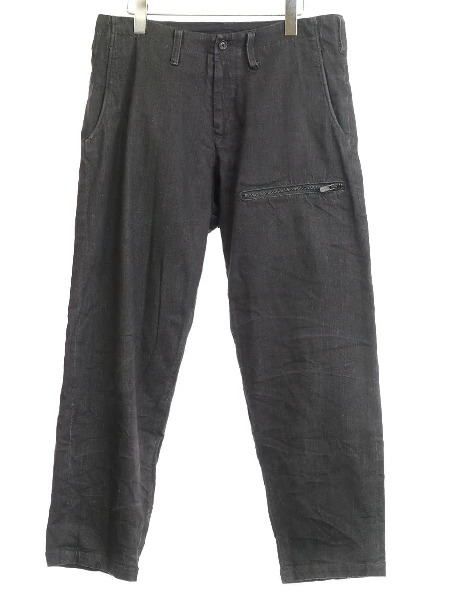 Yohji Yamamoto ヨウジヤマモト プールオム 18AW 左ファスナーストレッチワイドテーパードデニムパンツ