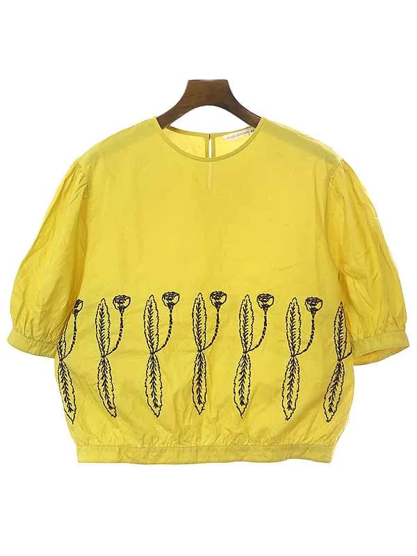 mina perhonen ミナペルホネン 23SS developpe パフスリーブコットンシルクシャツブラウス