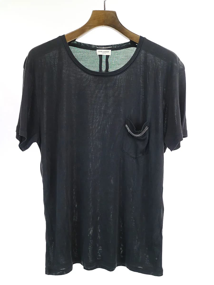 SAINT LAURENT サンローラン パリ 13AW チェーンポケットシルクTシャツ