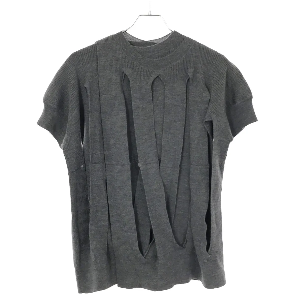 JUNYA WATANABE ジュンヤワタナベ 23SS 梳毛リブインターシャ交差柄カットアウトニットセーター