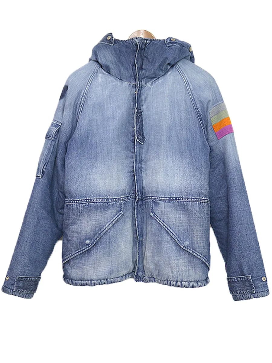 FREE CITY フリーシティ 16AW ヴィンテージ加工デニムボアフーデットジャケット