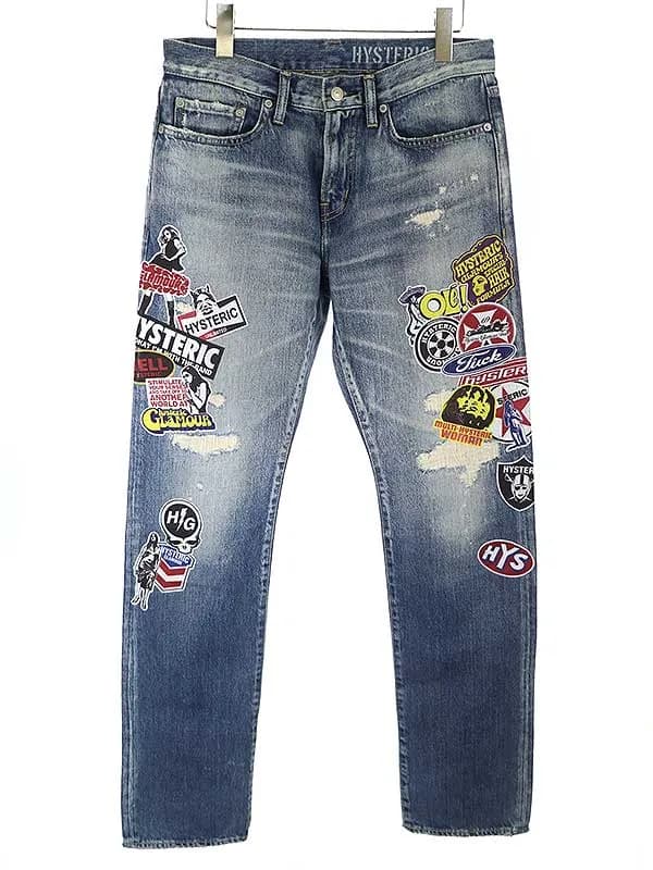 HYSTERIC GLAMOUR ヒステリックグラマー 21SS HG STICKERS スリムストレートデニムパンツ