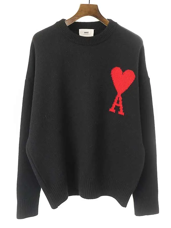 Ami Paris アミ アレクサンドル マテュッシ ハートロゴウールクルーネックニットセーター