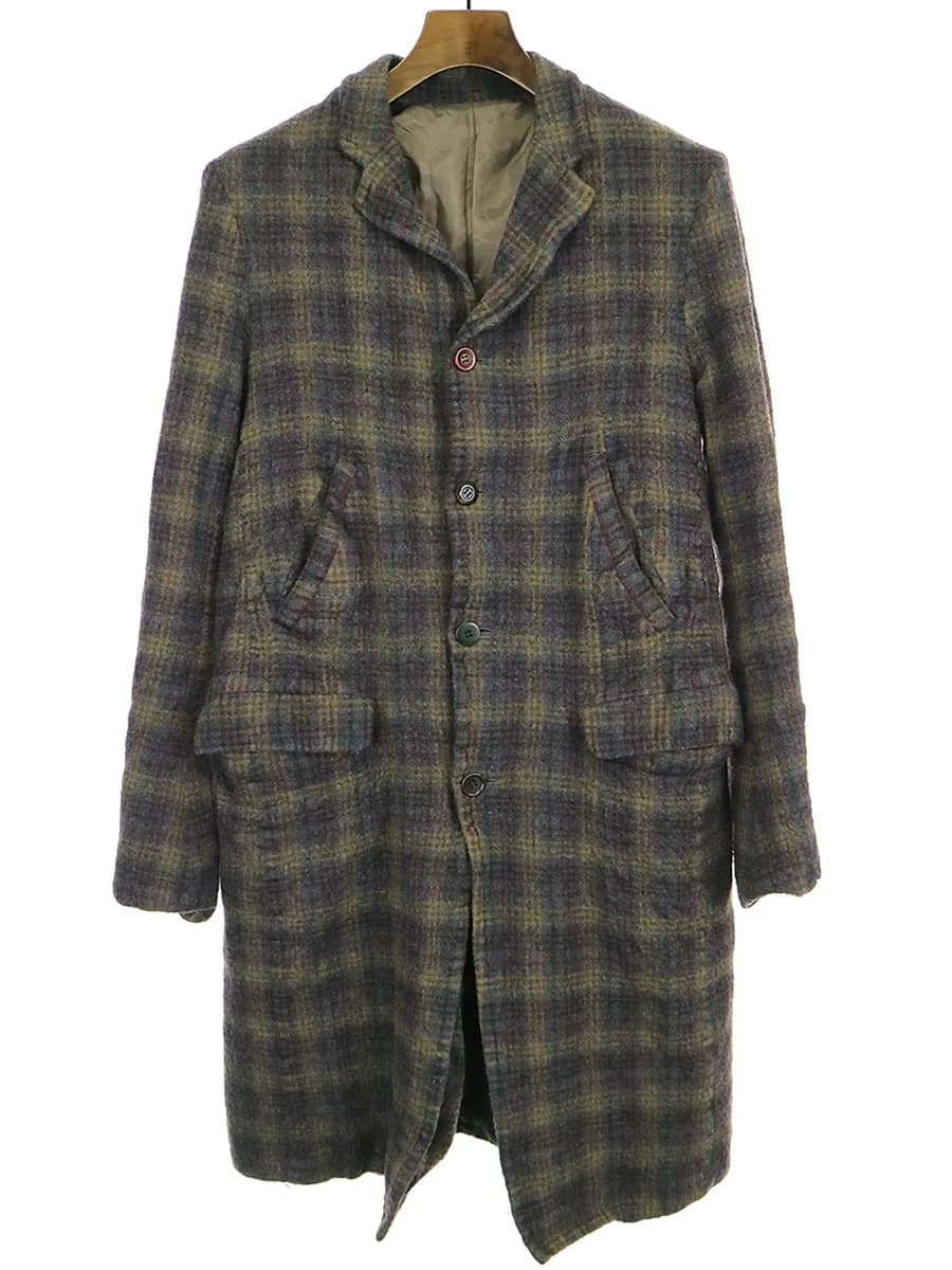 UNDERCOVER アンダーカバーイズム 12AW チェックパターンウール縮絨チェスターコート
