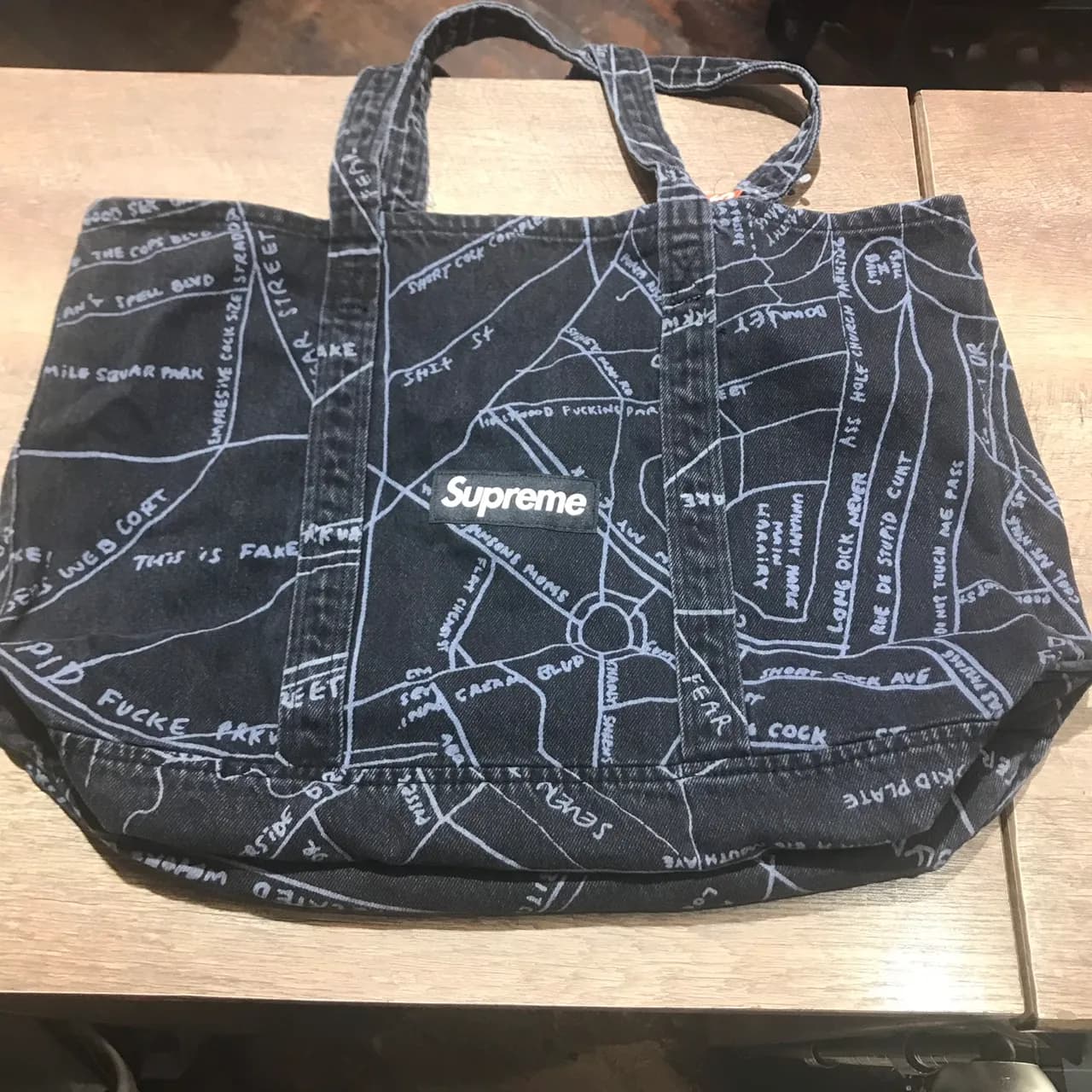Supreme SUPREME 19SS Gonz Map Denim Tote
