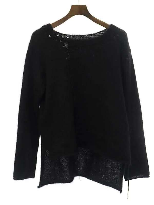 Yohji Yamamoto ヨウジヤマモト ファム 21AW レースアップモヘアニットセーター