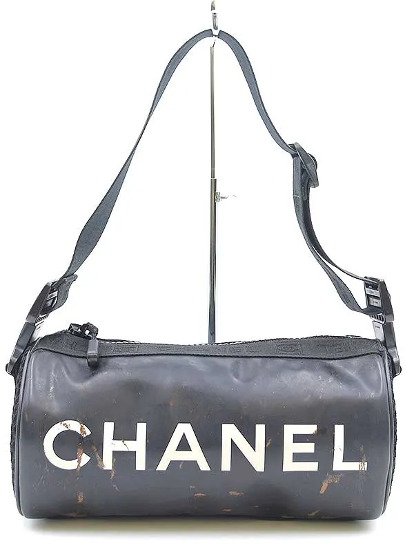 CHANEL シャネル ロゴプリントミニドラムバッグ