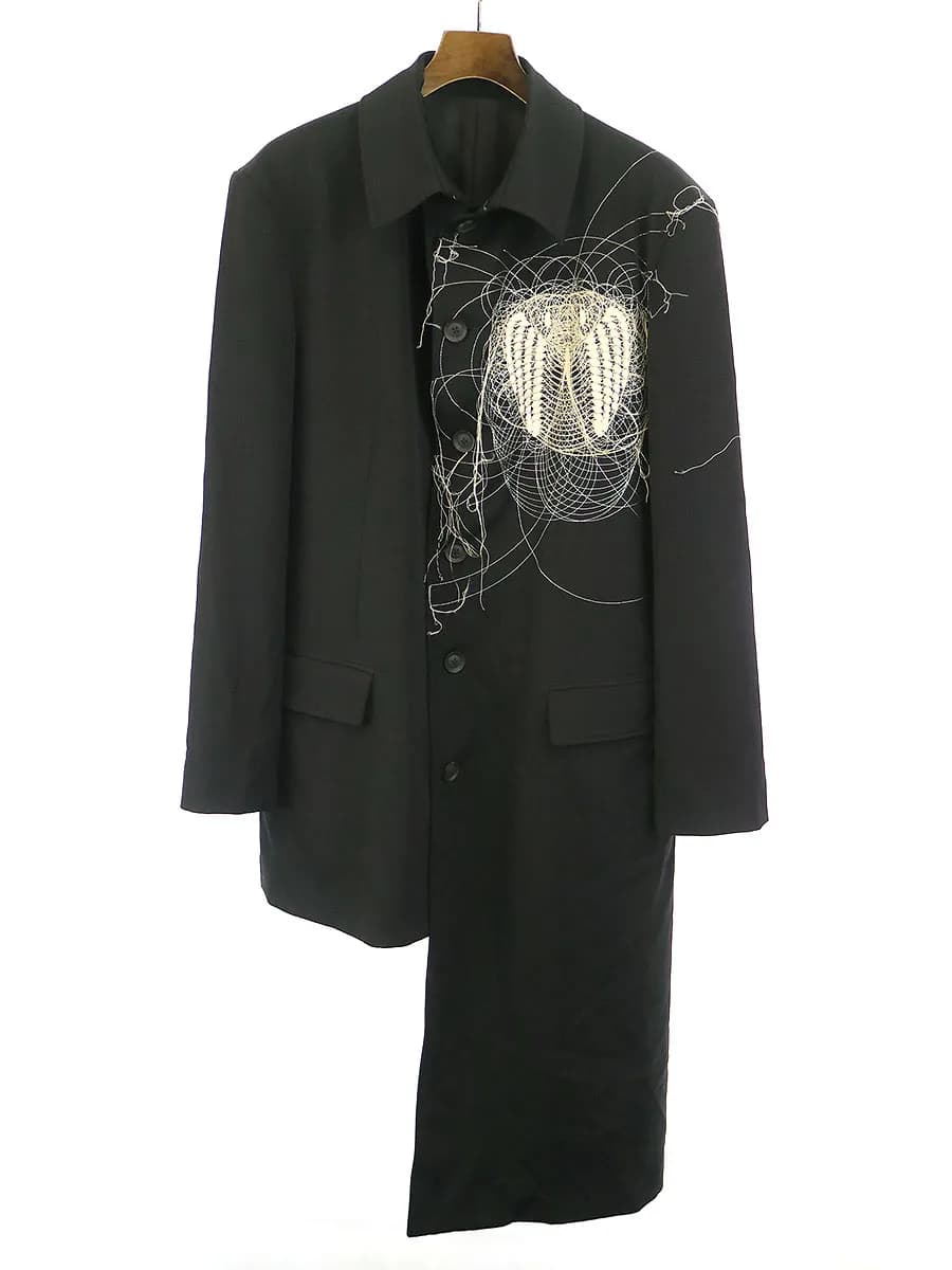 Yohji Yamamoto ヨウジヤマモトプールオム 19AW LOOK4 コブラ刺繍アシンメトリーチャイナジャケット