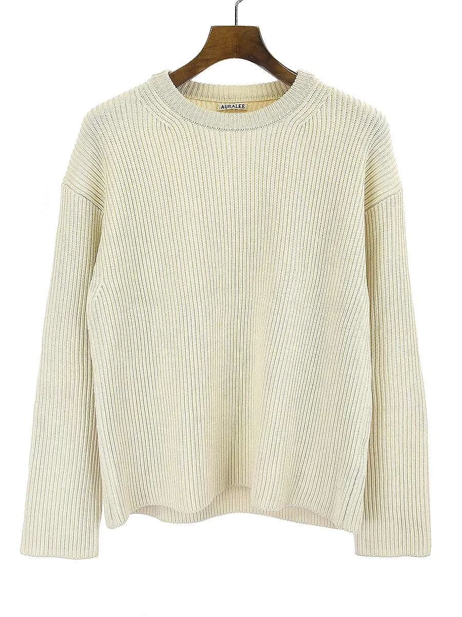 AURALEE オーラリー 16AW SUPERFINE WOOL RIB KNIT BIG P/O ウールリブニットセーター