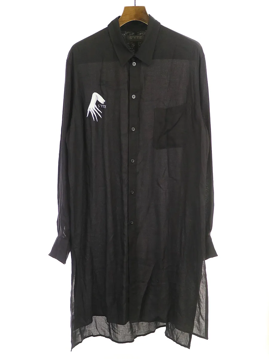 Yohji Yamamoto サイト バイ ヨウジヤマモト 18AW "幽霊の手"サイドスリットテンセルロングシャツ