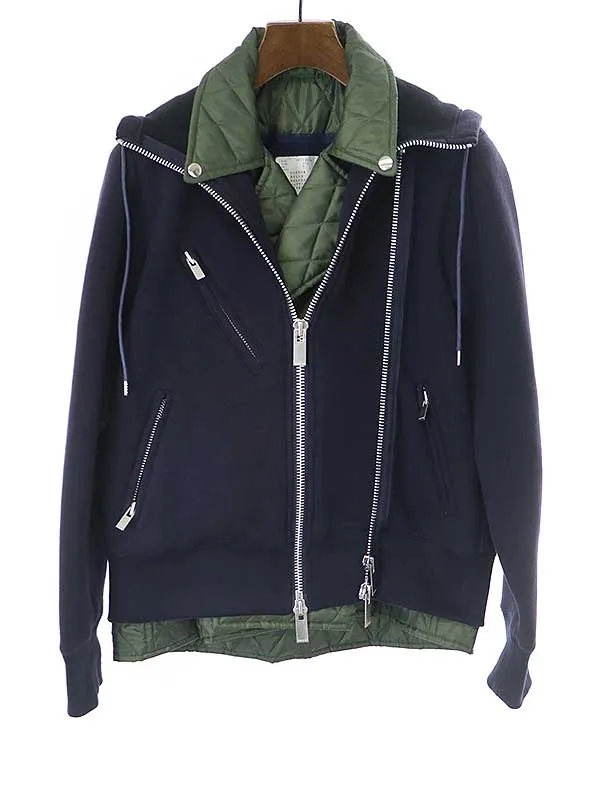 sacai サカイ 19AW Sponge Sweat Jacket スポンジスウェットライダースジャケット