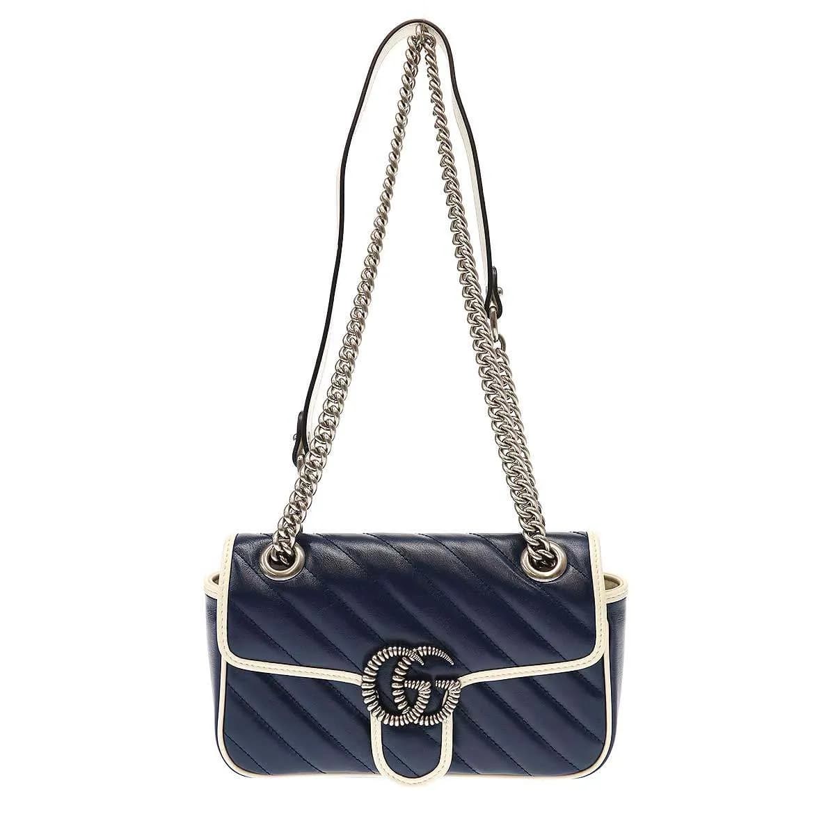 GUCCI グッチ GGマーモント レザーチェーンショルダーバッグ