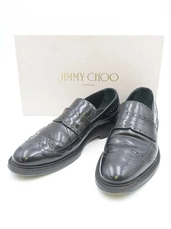 JIMMY CHOO ジミーチュウ ウィングチップレザーローファーシューズ スリッポン