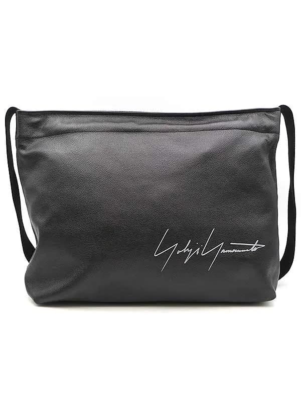 Yohji Yamamoto ヨウジヤマモト ノベルティ シグネチャーロゴカウレザーショルダーバッグ