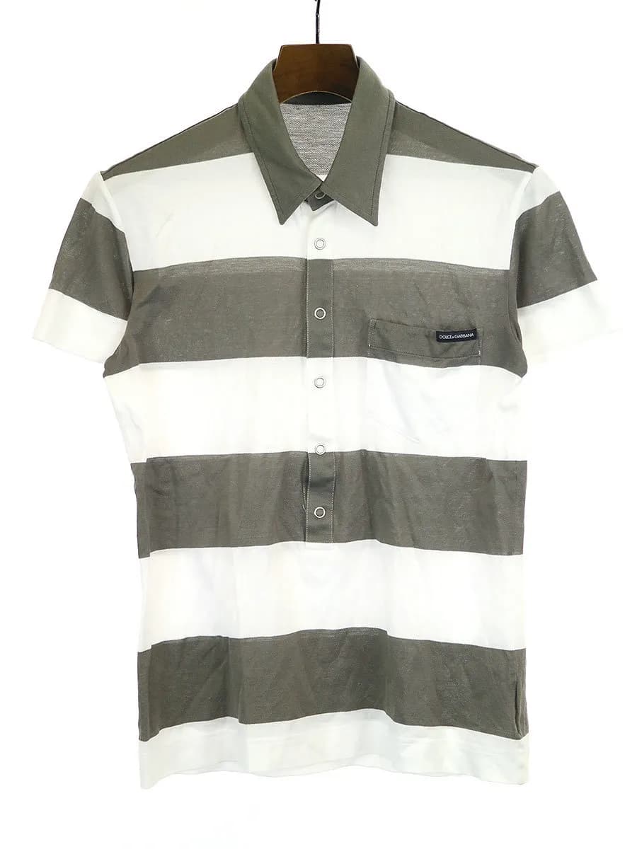 DOLCE&GABBANA ドルチェ&ガッバーナ ヘンリーネックボーダーTシャツ