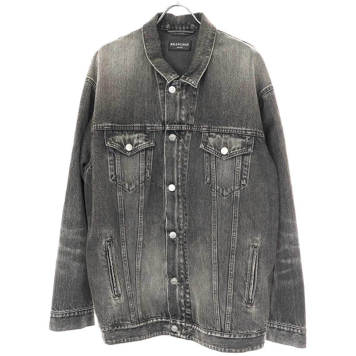 BALENCIAGA バレンシアガ 20AW Grey Denim Oversized Zip-Up Jacket ジップアップオーバーサイズデニムジャケット