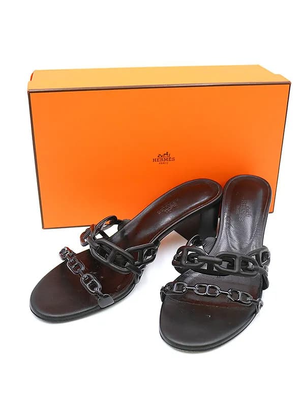HERMES エルメス タンデム シェーヌダンクストラップミュールサンダル