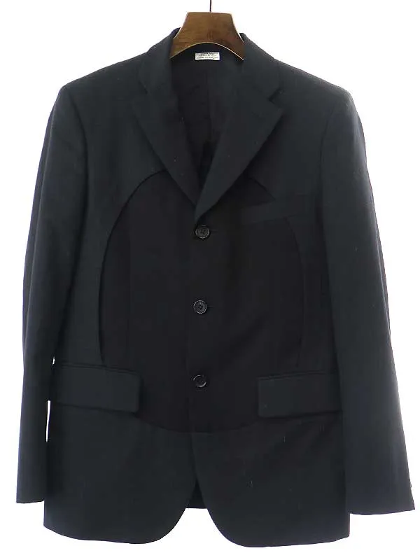 COMME des GARCONS コムデギャルソン オム ドゥ 22AW ウールポリエステル切り返しテーラードジャケット