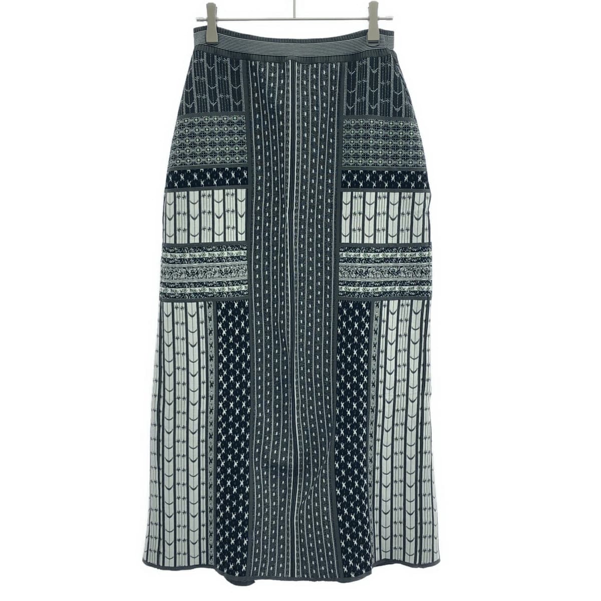 Mame Kurogouchi マメ クロゴウチ 25SS Geometric Pattern Knitted Skirt ジオメトリックニットスカート MM25SS-KN087