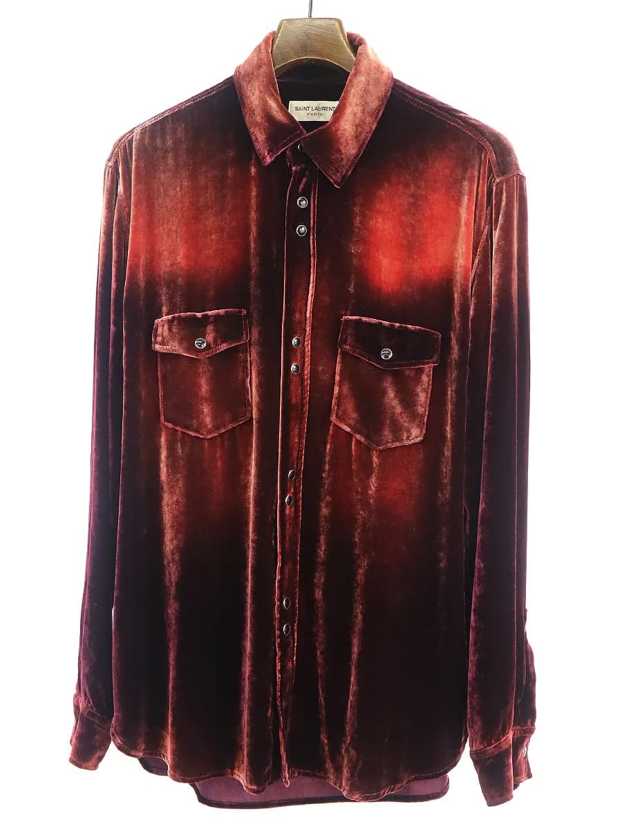 SAINT LAURENT サンローラン パリ 20SS ベルベットシャツ