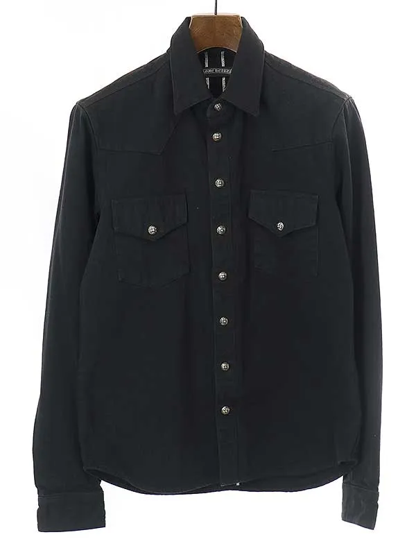 CHROME HEARTS クロムハーツ ルーズエンドクロスレザーパッチ デニムシャツ