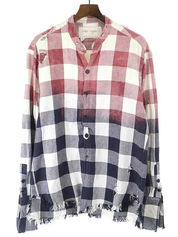 Greg Lauren グレッグ ローレン BEACH FADED NAVY WHITE BUFFALO CHECK COTTON STUDIO SHIRT バッファローチェックスタジオシャツ