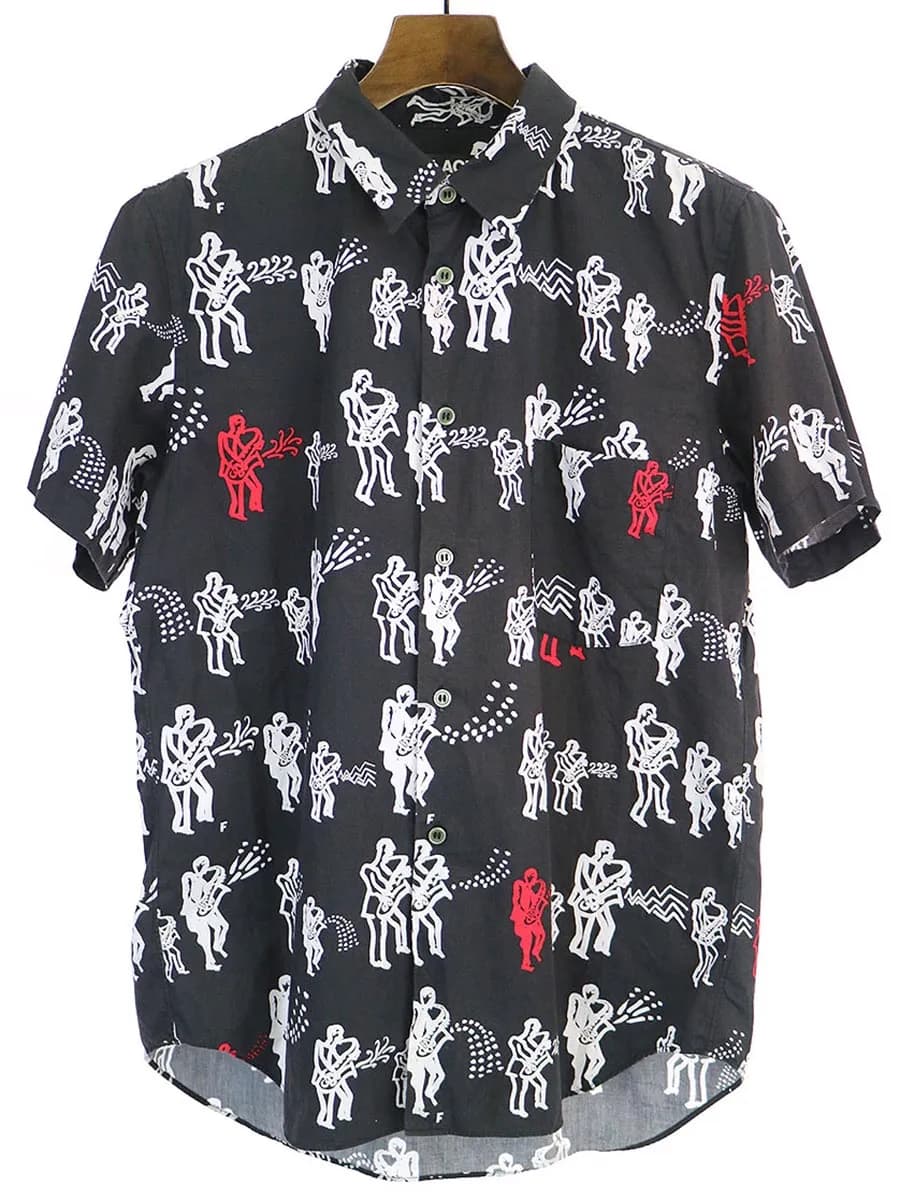 COMME des GARCONS ブラック コムデギャルソン 17SS 総柄プリント半袖シャツ