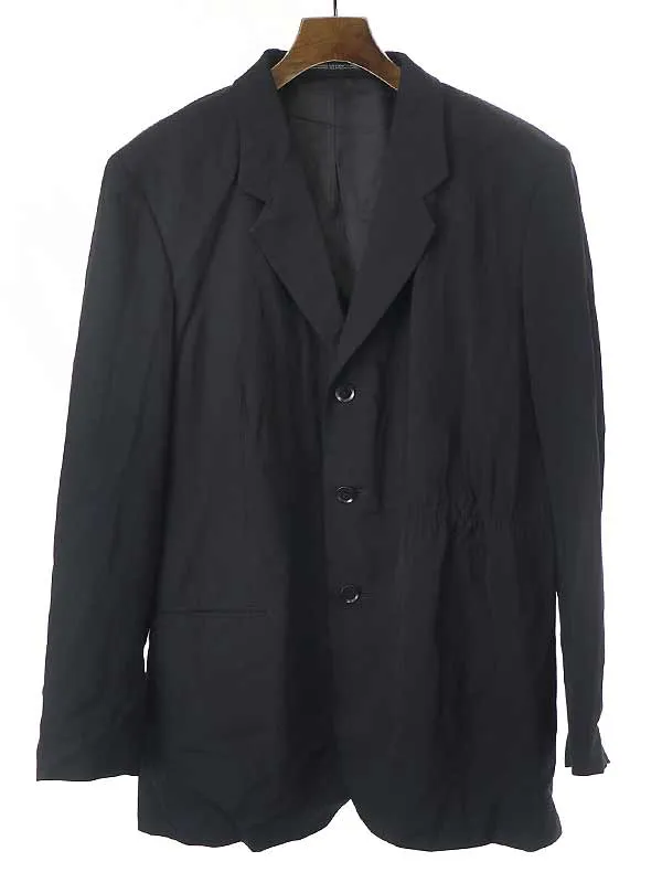 Yohji Yamamoto ヨウジヤマモト プールオム 2001SS ウールギャバジンギャザーデザインテーラードジャケット