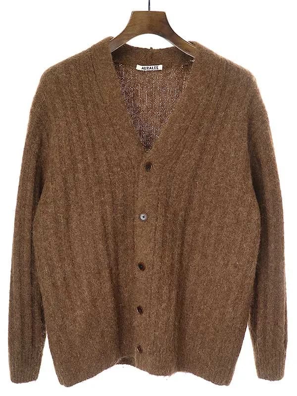 AURALEE オーラリー 21AW Baby Alpaca Wool Wide Rib Knit Cardigan ベビーアルパカリブニットカーディガン