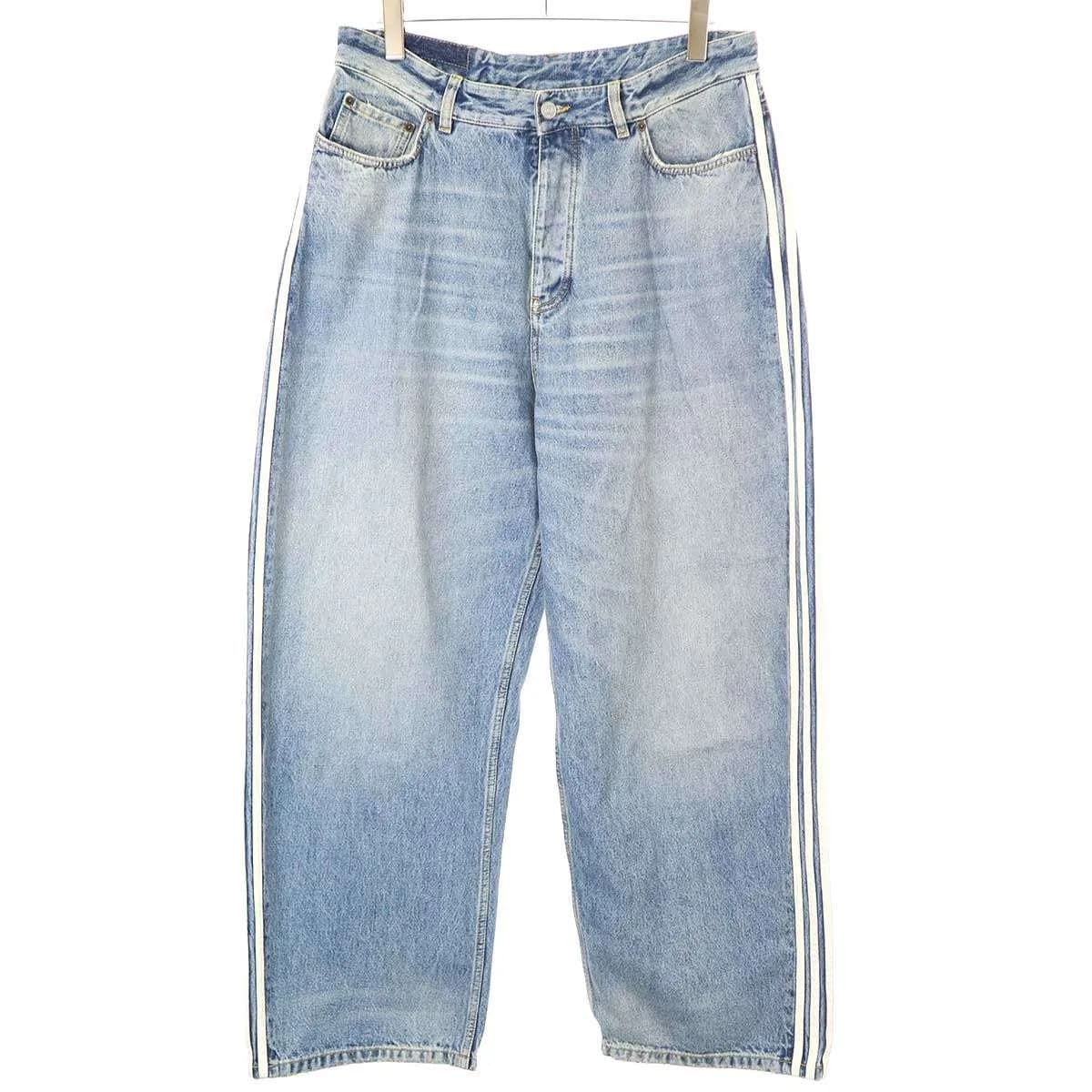 BALENCIAGA バレンシアガ アディダス 23SS Wide Large Baggy Pants サイドラインバギーデニムパンツ 724778 THW25
