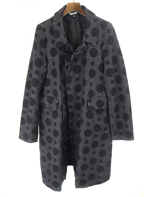 COMME des GARCONS ブラック コムデギャルソン ポルカドットロングチェスターコート