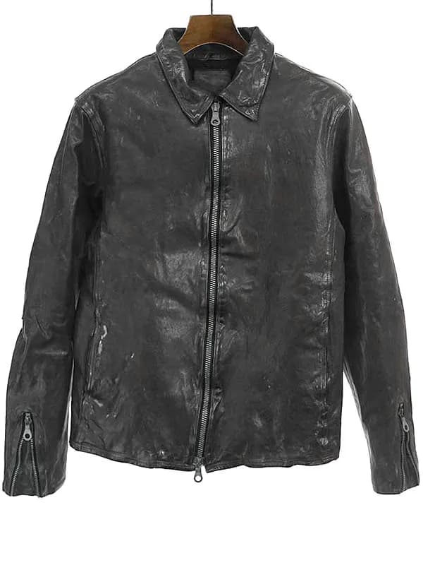 ISAMU KATAYAMA BACKLASH イサムカタヤマ バックラッシュ フレンチショルダー製品染めワックスシングルライダース