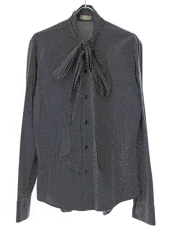 Dior HOMME ディオールオム 2005AW ドット柄リボンシャツブラウス