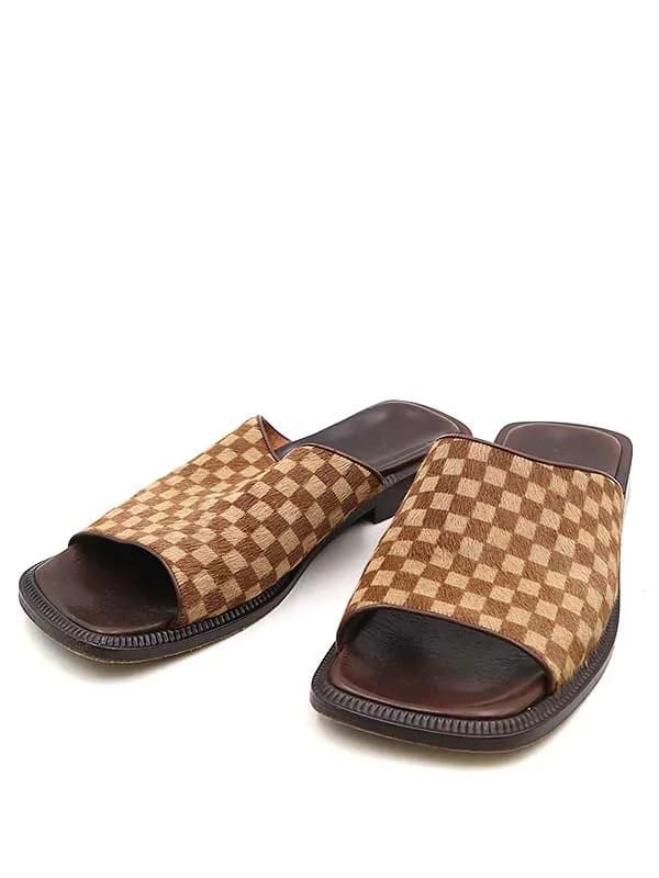 LOUIS VUITTON ルイヴィトン ダミエハラコ レザーサンダル