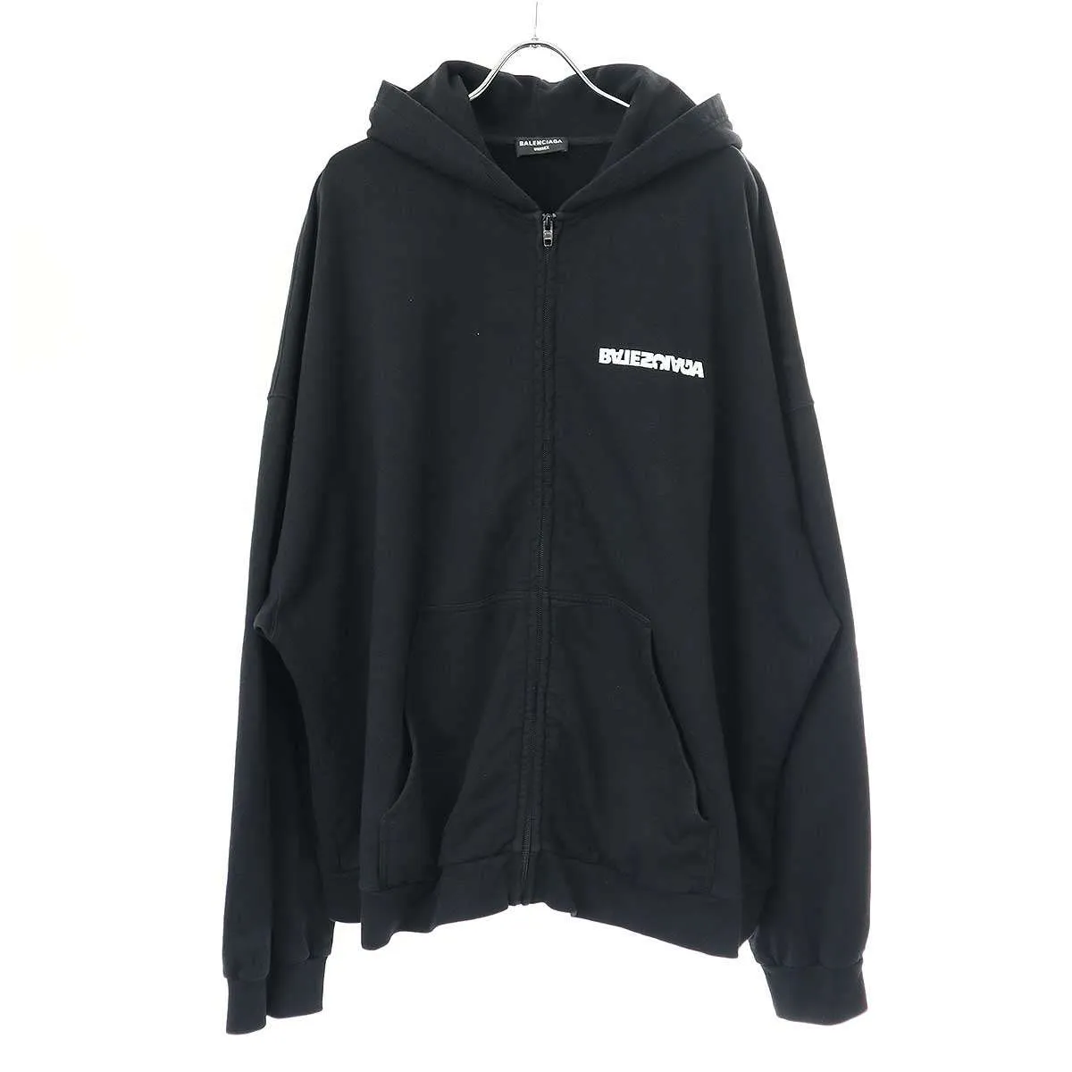 BALENCIAGA バレンシアガ 21AW ターンロゴ ジップアップワイドフィットパーカー