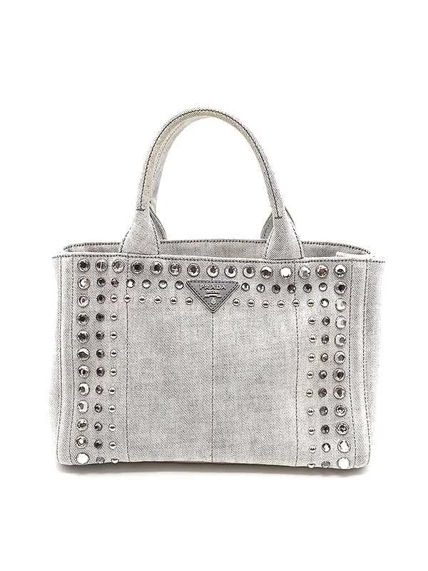 PRADA プラダ ラダ カナパ ビジュー 2WAY デニムバッグ