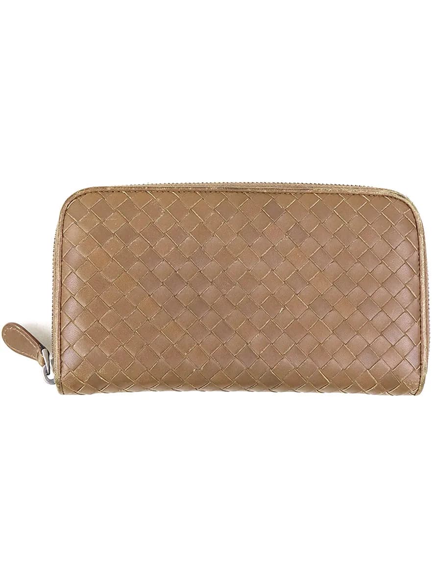 BOTTEGA VENETA ボッテガヴェネタ イントレチャートラウンドジップレザーロングウォレット