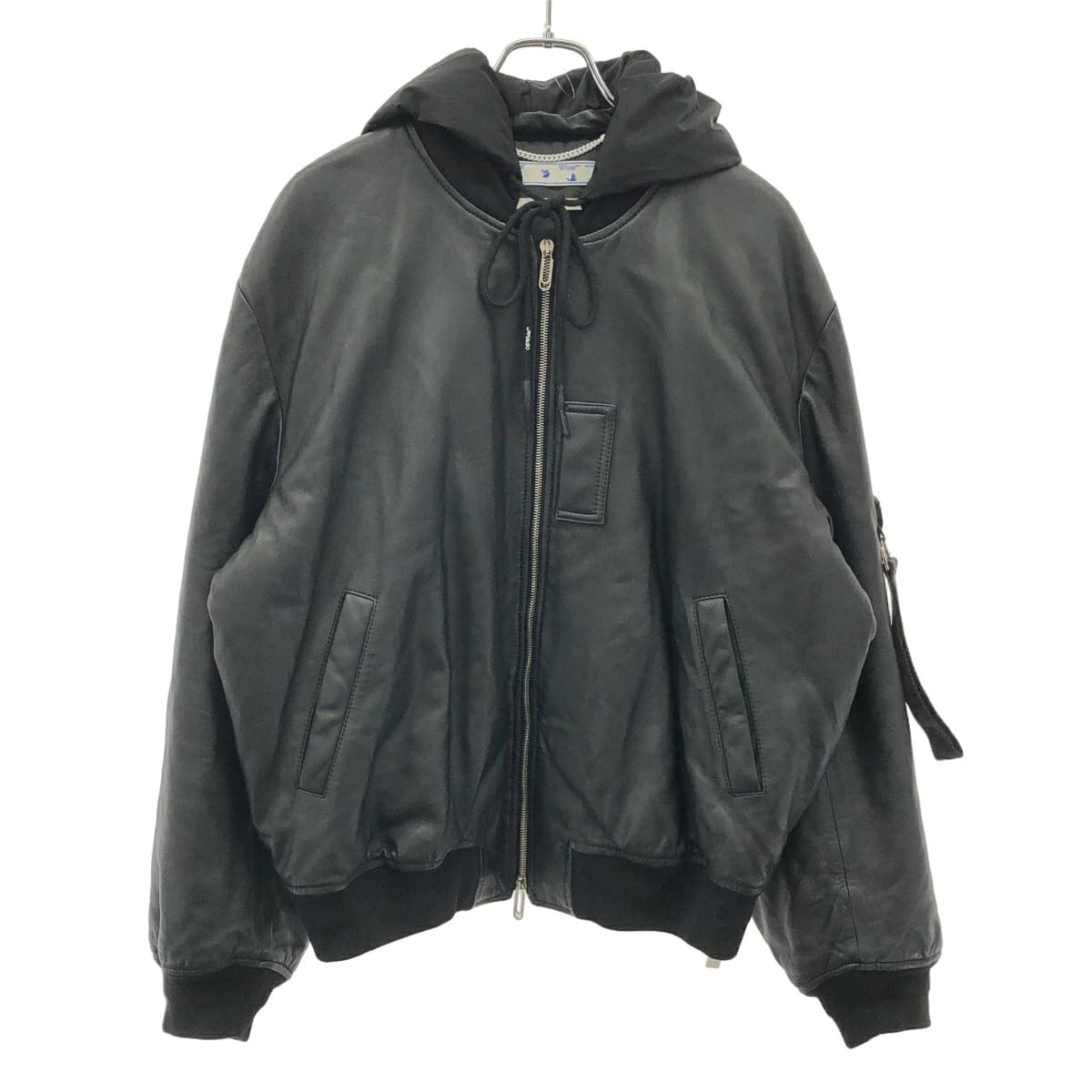 OFF-WHITE オフホワイト 21AW ナッパレザー中綿フーデットフライトボンバージャケット