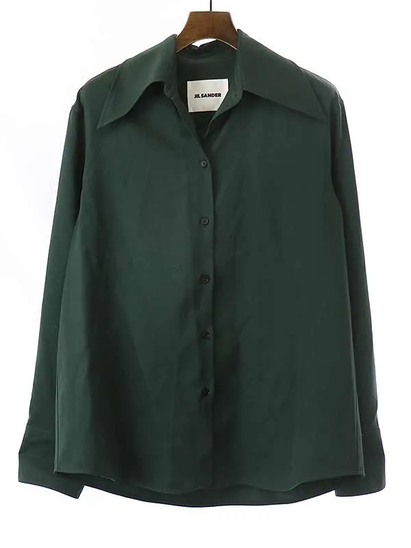 JIL SANDER ジルサンダー 21AW ポインテッドカラー ウールギャバジンシャツ