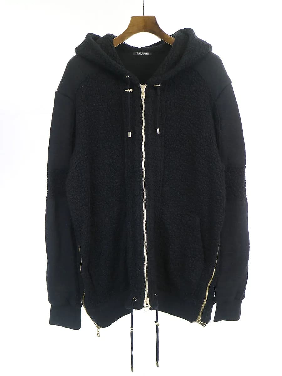 BALMAIN HOMME バルマン オム ボア切替サイドジップパーカー