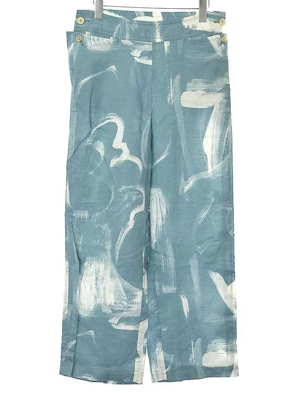 ISSEY MIYAKE イッセイミヤケ リネン混ペイント柄ワイドパンツ