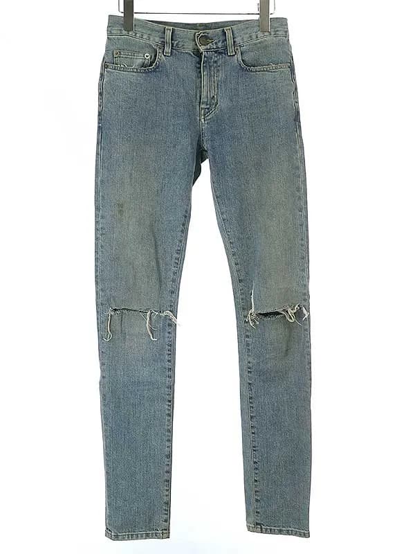 SAINT LAURENT サンローラン パリ 15AW D02 M/SK-LW ニークラッシュスキニーデニムパンツ