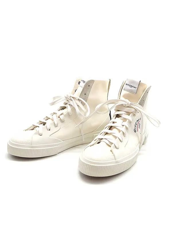 GIVENCHY ジバンシィ ロゴプリントコーティングキャンバスハイカットスニーカー