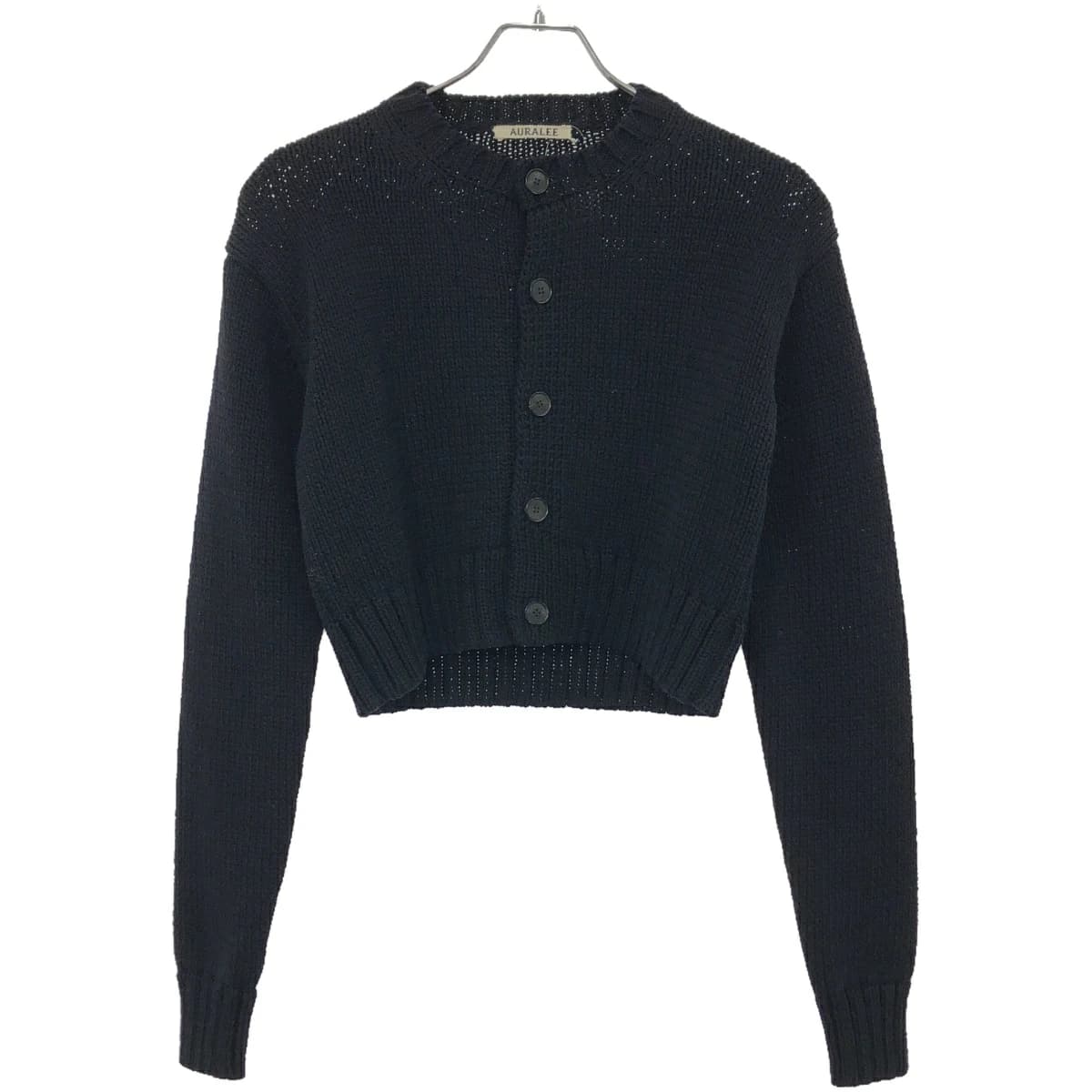 AURALEE オーラリー 24SS COTTON LILY-YARN KNIT CREW NECK SHORT CARDIGAN クルーネックショートニットカーディガン A24SC02CL