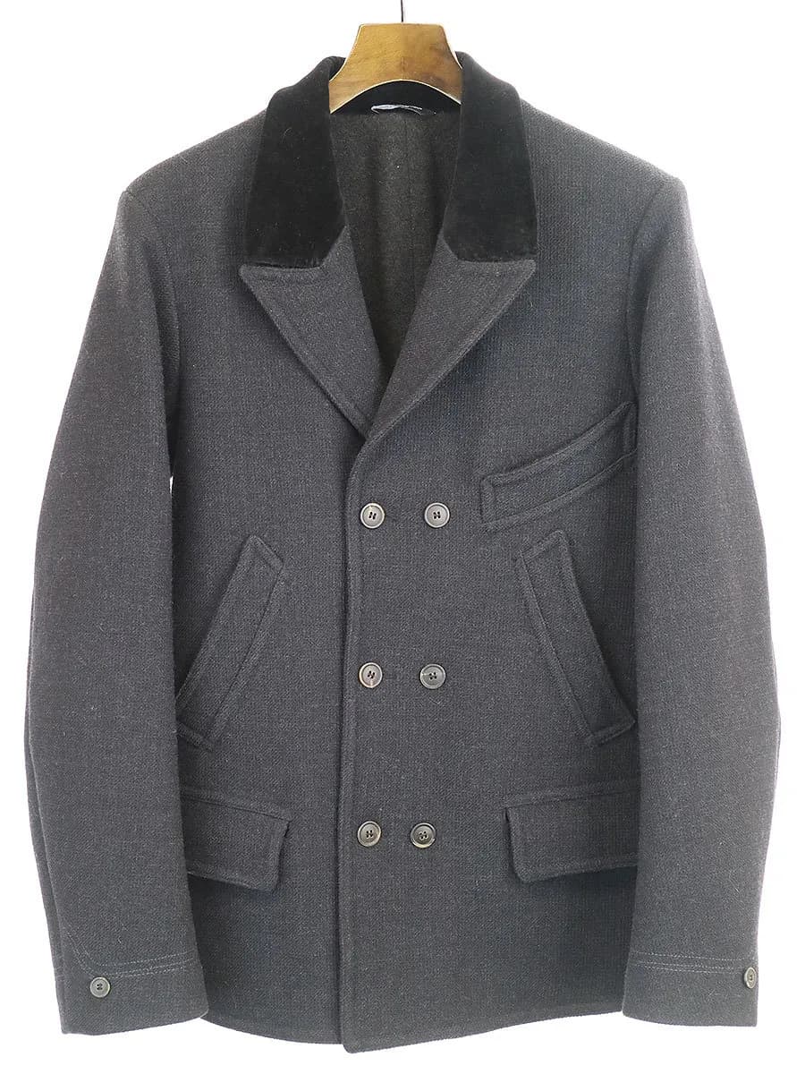 DOLCE&GABBANA ドルチェ&ガッバーナ 襟ベロア切替ダブルプレスドコート ジャケット