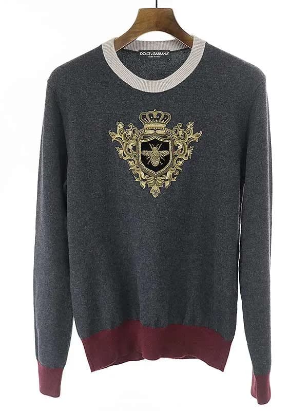 DOLCE&GABBANA ドルチェ&ガッバーナ 16AW クラウンビーアップリケカシミヤニットセーター